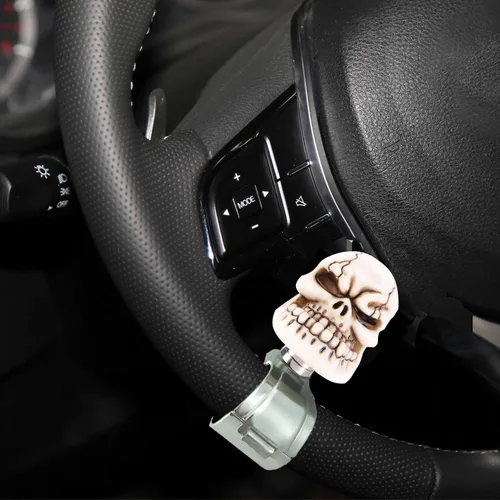 Vista 4 de Pomo Giratorio de Volante con Calavera Perilla Giratoria de Conducción Suicida Mango de Potencia Ajuste Universal para la Mayoría de Vehículos Autos