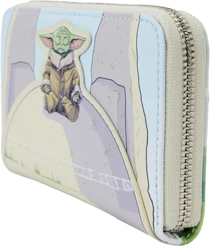 Vista 4 de Loungefly The Mandalorian Grogu Stone - Cartera que brilla en la oscuridad, exclusiva de Tienda