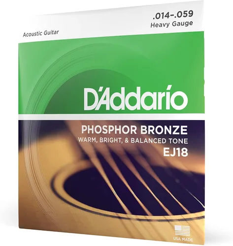 Vista 16 de Cuerdas para guitarra acústica de bronce fosforado D'Addario, blanco negro rojo azul