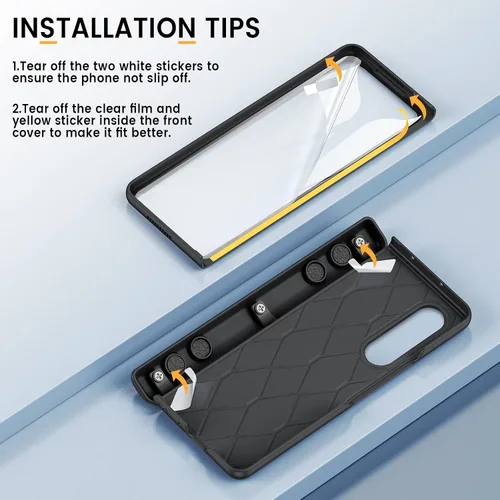 Vista 9 de Caka - Funda para Samsung Galaxy Z Fold 3 con soporte y cubierta para lente de cámara