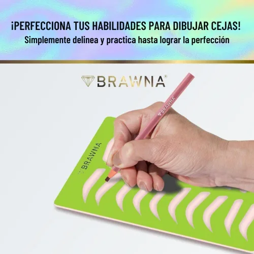 Vista 4 de BRAWNA [Versión mejorada] Plantilla de práctica de cejas con piel de práctica de microblading Plantilla de microblading para tatuaje de cejas