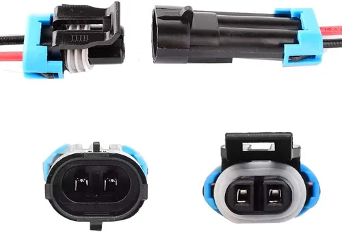 Vista 2 de Conector eléctrico impermeable para autos de 2 terminales, con cable AWG marino, paquete de 2