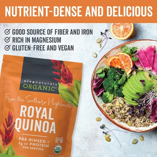 Vista 7 de Viva Naturals Quinoa orgánica, 4 libras – Grano entero prelavado, proteína vegetal, USDA orgánico, sin gluten, sin OMG, vegano, sustituto de arroz