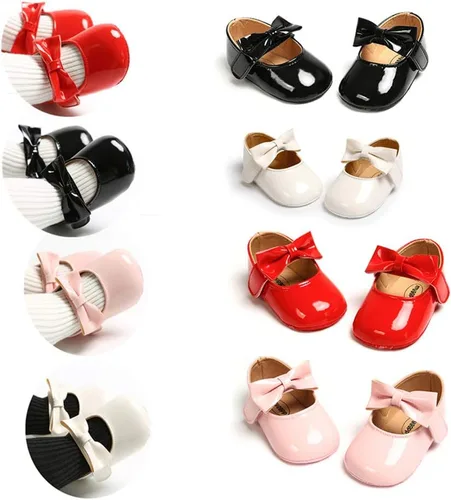 Vista 6 de OAISNIT Zapatos planos para bebé niña Mary Jane, zapatos de cuna con diadema