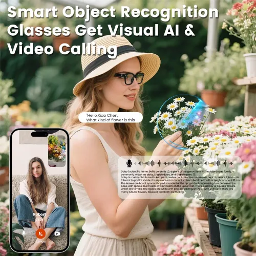 Vista 4 de Lentes inteligentes, lentes inteligentes Ai-Glasses para exteriores, traducción de grabación, gafas de sol Bluetooth, protección UV, 8 MP HD, lentes