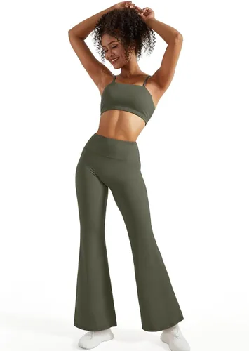 Vista 5 de SUUKSESS Leggings acampanados para mujer, pantalones de yoga de cintura alta con corte de bota y levantamiento de glúteos