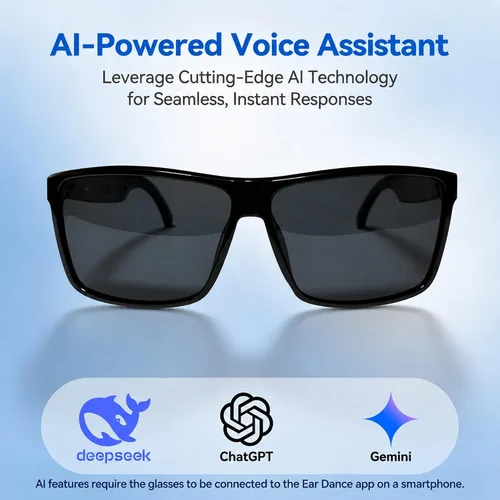Vista 2 de AI Smart Glasses with ChatGPT, Bluetooth Audio Sunglasses for Big Heads-XXL