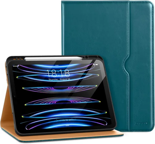 Vista 18 de DTTO para iPad Pro 12.9 6ª / 5ª / 4ª / 3ª generación Funda 2022/2021/2020/2018, Funda de cuero premium tipo folio con soporte integrado