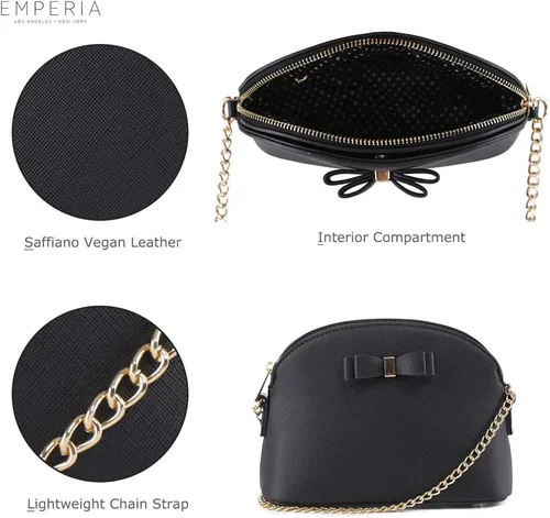 Vista 4 de Emperia AvaEva - Bolso cruzado de piel sintética para mujer, bolsas para hombros, bolso Saffiano miniatura estilo domo