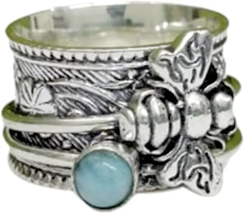 Vista 7 de Honey Bee - Anillo giratorio para mujer, plata de ley 925, hecho a mano, con piedras preciosas bohemias, anillo para el pulgar, regalo de promesa