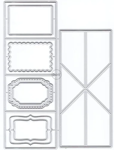 Vista 5 de DzIxY Troqueles de corte de metal con marco de encaje rectangular para kit de fabricación de tarjetas, troqueles de papel en relieve, plantillas
