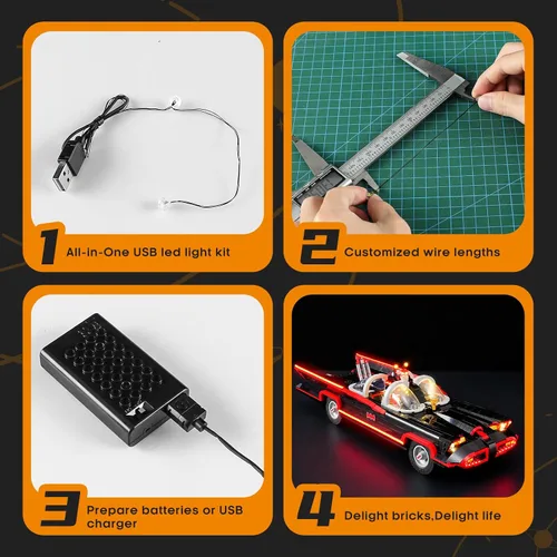 Vista 5 de LIGHTAILING Luz compatible con Lego The Classic TV Series Batmobile