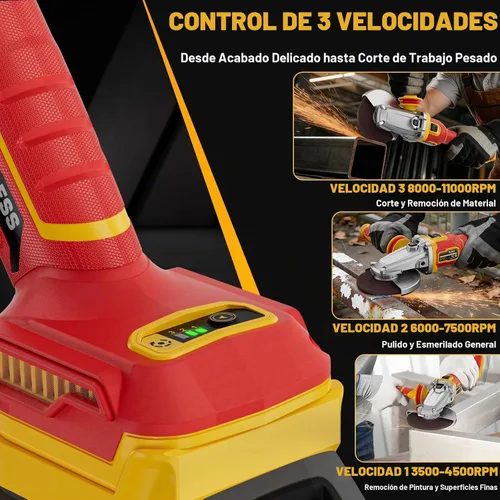 Vista 6 de Ecarke Amoladora de cabeza plana compatible con batería DeWalt de 20 V, 4-1/2 a 5 pulgadas, 11000 RPM, sistema de seguridad múltiple