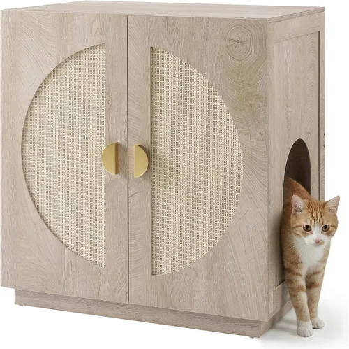 Vista 9 de unipaws Caja de arena para gatos extra grande para cajas de arena automáticas y autolimpiantes, armario alto con estación de carga, casa oculta
