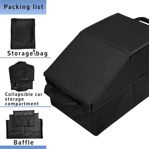 Vista 5 de Organizador de asiento de coche, asiento de pasajero, negro Plegable, pequeño almacenamiento, con tapa