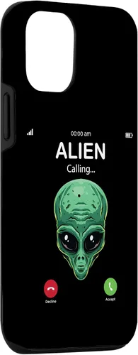 Vista 3 de iPhone 14 Alien Is Calling Funny Alien Humor OVNI Prank Teléfono Call Case