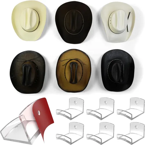 Vista 20 de Modern JP - Ganchos adhesivos para colgar sombreros en la pared (6 unidades) - Perchero para sombreros de vaquero, organizador para sombreros de ala