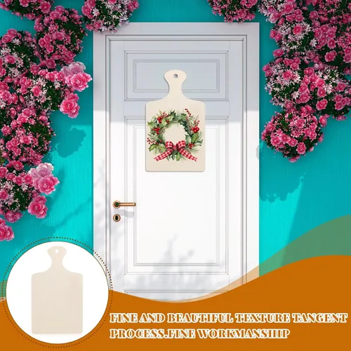 Vista 4 de Bokon 60 tablas de cortar de madera con mango para manualidades, bandeja de servir de madera sin terminar, mini tabla de servir de madera, tabla