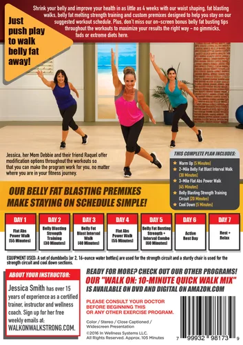 Vista 2 de Walk On Walk Off Belly Fat 5 Days a Week with Jessica Smith, Walking at Home, Interval Low Impact Cardio and Strength Training for Women, Beginner