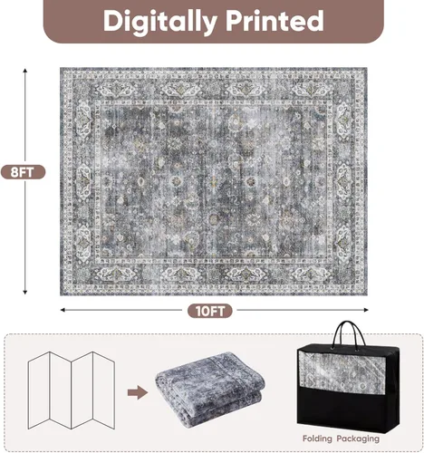 Vista 33 de Rugcomf Alfombra de Entrada de 2'x3' - Patrón Paisley, Tapete para Puerta de Entrada Interior, Floral Vintage, Lavable a Máquina, Alfombra