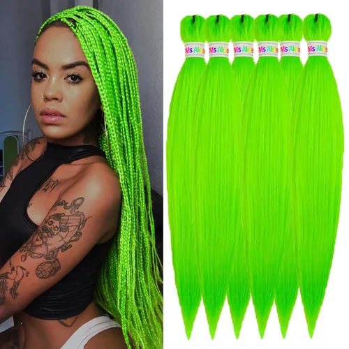 Vista 13 de Ms Aloe Cabello trenzado colorido preestirado, pelo trenzado multicolor, pelo trenzado suave sin nudos, 26 pulgadas, paquete de 6 unidades, cabello