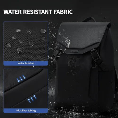 Vista 7 de OIWAS Mochila para hombre, mochila para laptop de 16 pulgadas para hombres con hebilla magnética, mochila de viaje resistente al agua para laptop