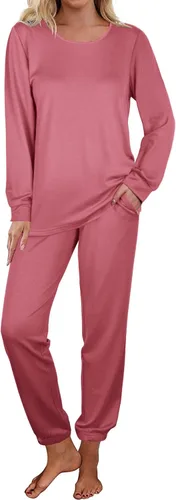 Vista 71 de Aloodor conjunto deportivo de 2 piezas para mujer, con sudadera con cuello redondo, sin botones