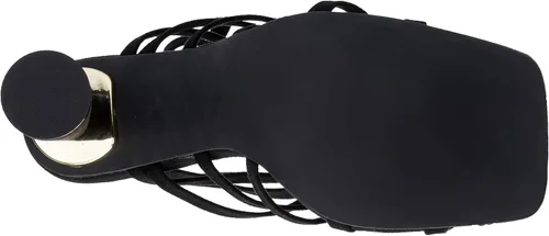 Vista 7 de Olivia Miller Nia - Zapatos de mujer de ante sintético a la moda para fiesta, con tiras finas, con cordones y puntera cuadrada abierta, tacón medio