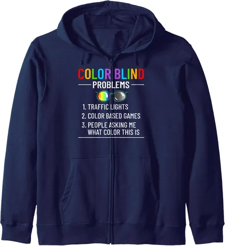 Vista 6 de Color Blind Test Funny Glasses Visions Zip Hoodie