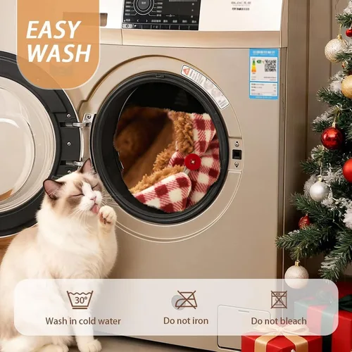 Vista 8 de Cama para gatos para interiores, autocalentable, cama para gatos, camas Rojo