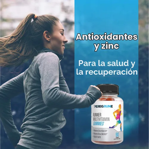 Vista 4 de Runner - Gomitas multivitamínicas – Vitamina diaria para correr con vitaminas A, C, D, E y complejo B – 50% menos de azúcar – Antioxidantes
