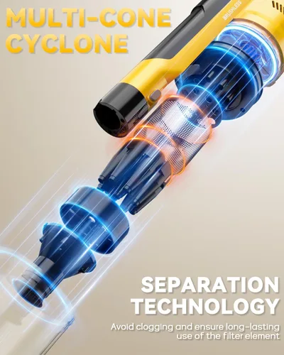 Vista 4 de Aspiradora inalámbrica de 350 W para batería Dewalt, aspiradora ligera sin escobillas de 35 kPa con succión de 3 modos, aspiradora de palo 6 en 1