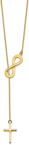 Vista 7 de ICE CARATS Collar con colgante de cruz infinita de oro amarillo de 14 quilates, colgante de gota religiosa fina joyería para mujer, regalos para ella