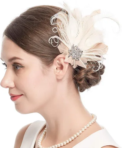 Vista 3 de Cizoe Fascinators 20s Gatsby Flapper Acessories Art Deco Party Accessory Peacock Feather Alligator Clip