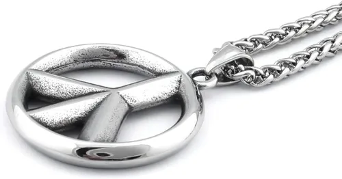 Vista 4 de Gungneer Collar con colgante de signo de la paz de acero inoxidable, accesorio de fiesta hippie para hombres y mujeres, Metal, n