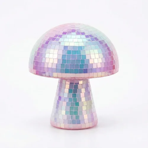 Vista 12 de Bola de discoteca creativa de hongo para fiesta, decoración de mesa, espejo retro hecho a mano, bola de discoteca en forma de hongo, decoración