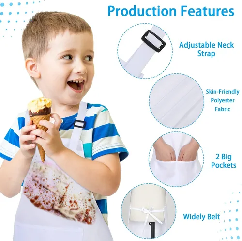 Vista 3 de Handepo 30 Pcs Children Artists Aprons Adjustable Chef Apron Kids Painting Aprons for Cooking Kitchen Grilling Painting