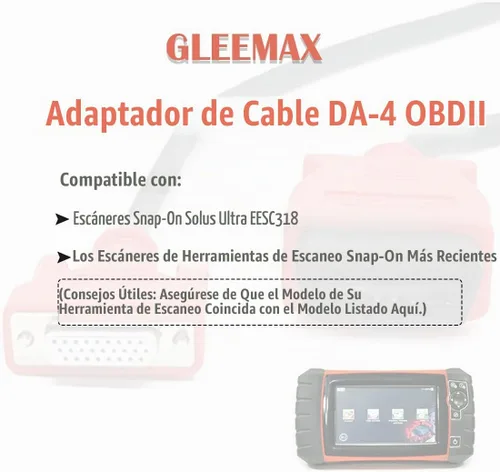 Vista 6 de Adaptador de Cable OBDII DA-4 Compatible con el Escáner Snap-on Solus Ultra EESC318 Conector Principal de Prueba OBD2 Cable de Exploración