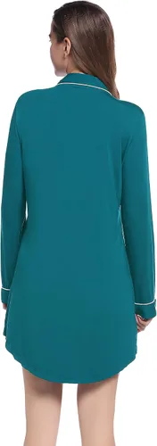 Vista 3 de Cherrydew Camisones para mujer, de viscosa de bambú, suave, de manga larga, con botones, para dormir, tallas S-XXL