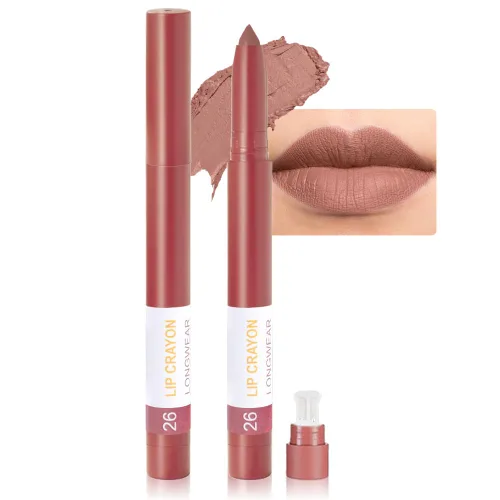 Vista 10 de BINGBRUSH Combo de delineador de labios y lápiz labial 2 en 1, lápiz labial mate, de larga duración, impermeable, lápiz labial, a prueba de manchas
