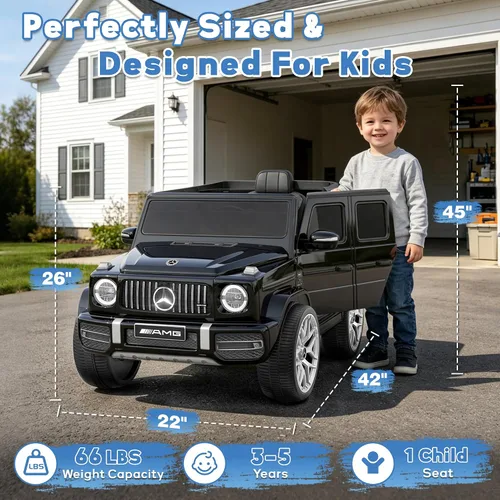 Vista 6 de Mercedes Benz G63 - Coche eléctrico para niños, 12 V G Wagon, color negro