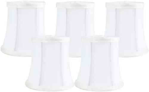 Vista 18 de Pantalla de lámpara de araña de seda sintética azul individual – forma de campana suave, ajuste de clip para bombillas de candelabro, 3.5 x 4.5 x