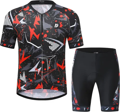 Vista 2 de Conjuntos de jersey de ciclismo para hombre, 5D, acolchado, de manga corta, trajes de ciclismo de secado rápido