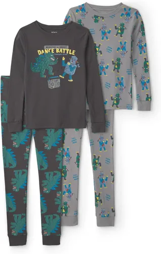 Vista 9 de Carter's Conjunto de pijama de algodón ajustado de 4 piezas para niños Perro rayado