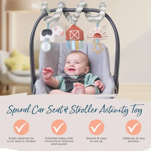 Vista 4 de Itzy Ritzy Juguetes para asiento de coche y cochecito con mordedor de conejo para edades de 0 meses en adelante