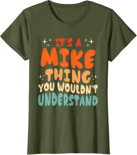 Vista 65 de Camiseta retro de los años 80 con texto en inglés "It's A Mike Thing You Wouldn't Understand", Negro