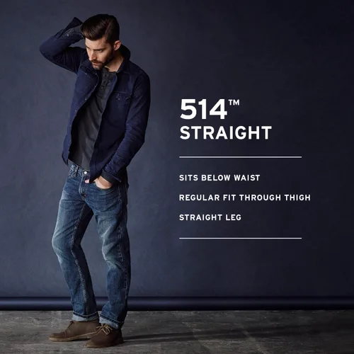 Vista 4 de Levi's 514 - Jeans de corte recto para hombre, Caraway - Sarga suave lavada