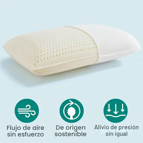 Vista 3 de JOTOM - Almohada de látex Talalay 100 % natural, almohada de lujo tamaño Queen para personas que duermen de lado, espalda y boca abajo, funda