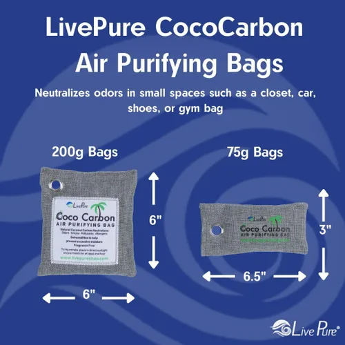 Vista 9 de LivePure Bolsa purificadora de aire de coco natural - Menta