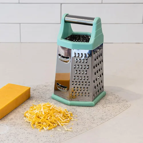 Vista 7 de Beille Rallador de acero inoxidable de 6 lados con mango superior de 7.75 pulgadas, verde menta